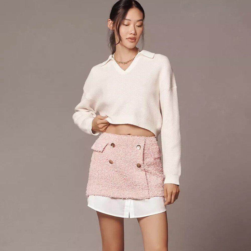 Anthropologie Pink Mini Skirt